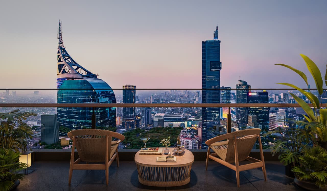 View from Two Sudirman rooftop over Jakarta skyline